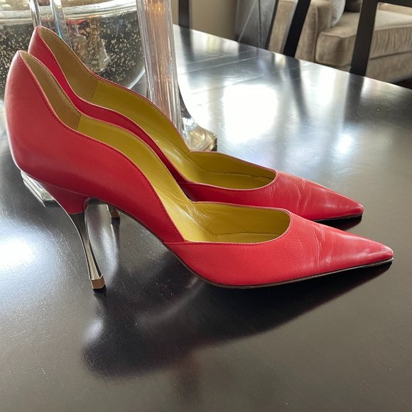 Sergio Rossi Leather pink high heels 7.5 - Picture 1 of 10